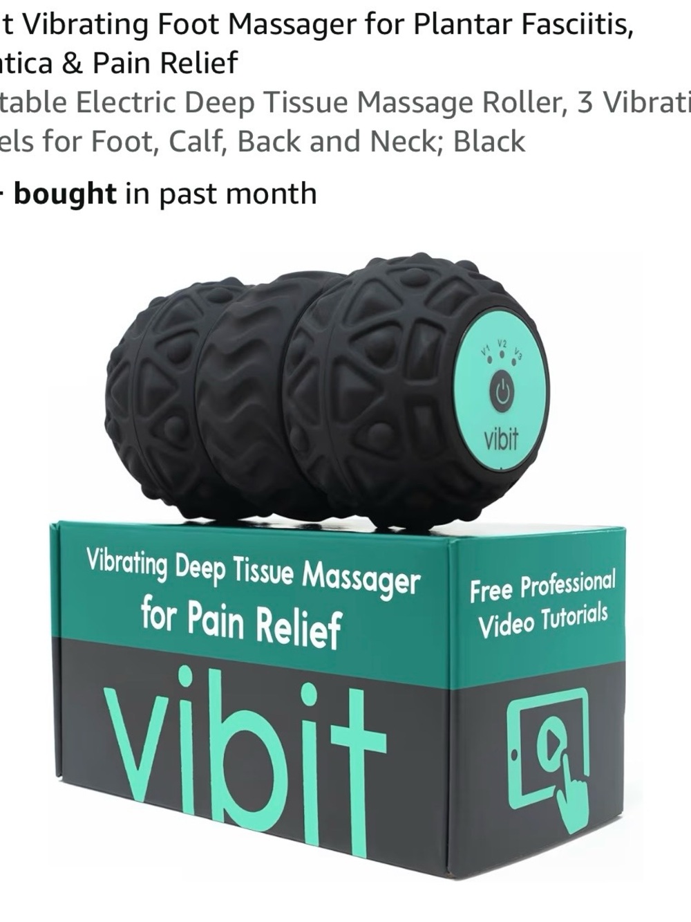 Vibit Vibrating Deep Tissue Massager - Black with Teal Accents